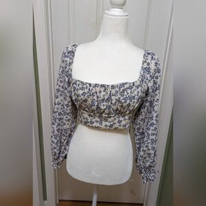 Shop Neighbor by In the Begining Floral Long Sleeve Crop Top